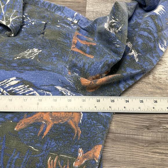 Vintage 60s 70s Fruit Of The Loom‎ Deer Blue Mens L Hunting Button Shirt Novelty - Picture 6 of 8